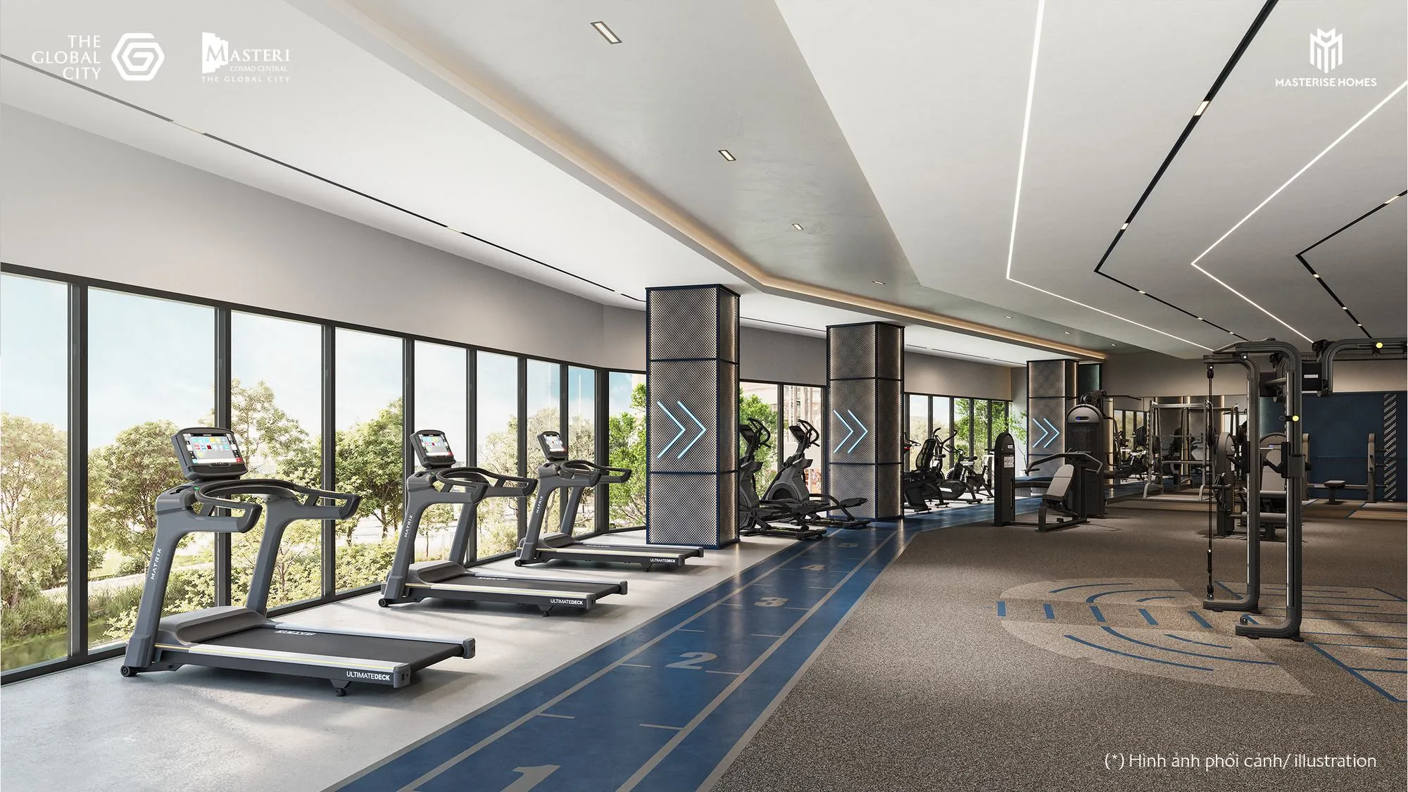 Phòng gym kính toàn cảnh tại Masteri Cosmo Central