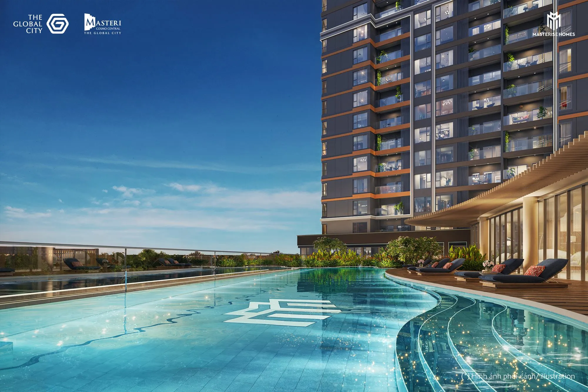 Hồ bơi vô cực trên khối đế Masteri Cosmo Central