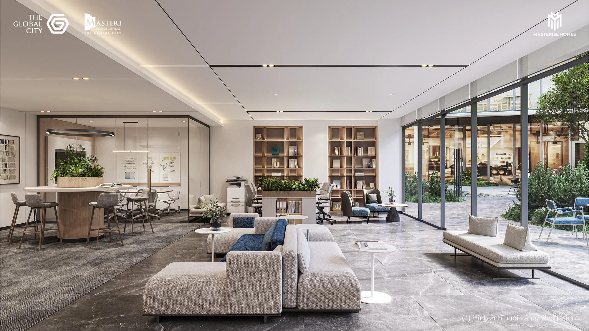 Business lounge và không gian co-working tại Masteri Cosmo Central
