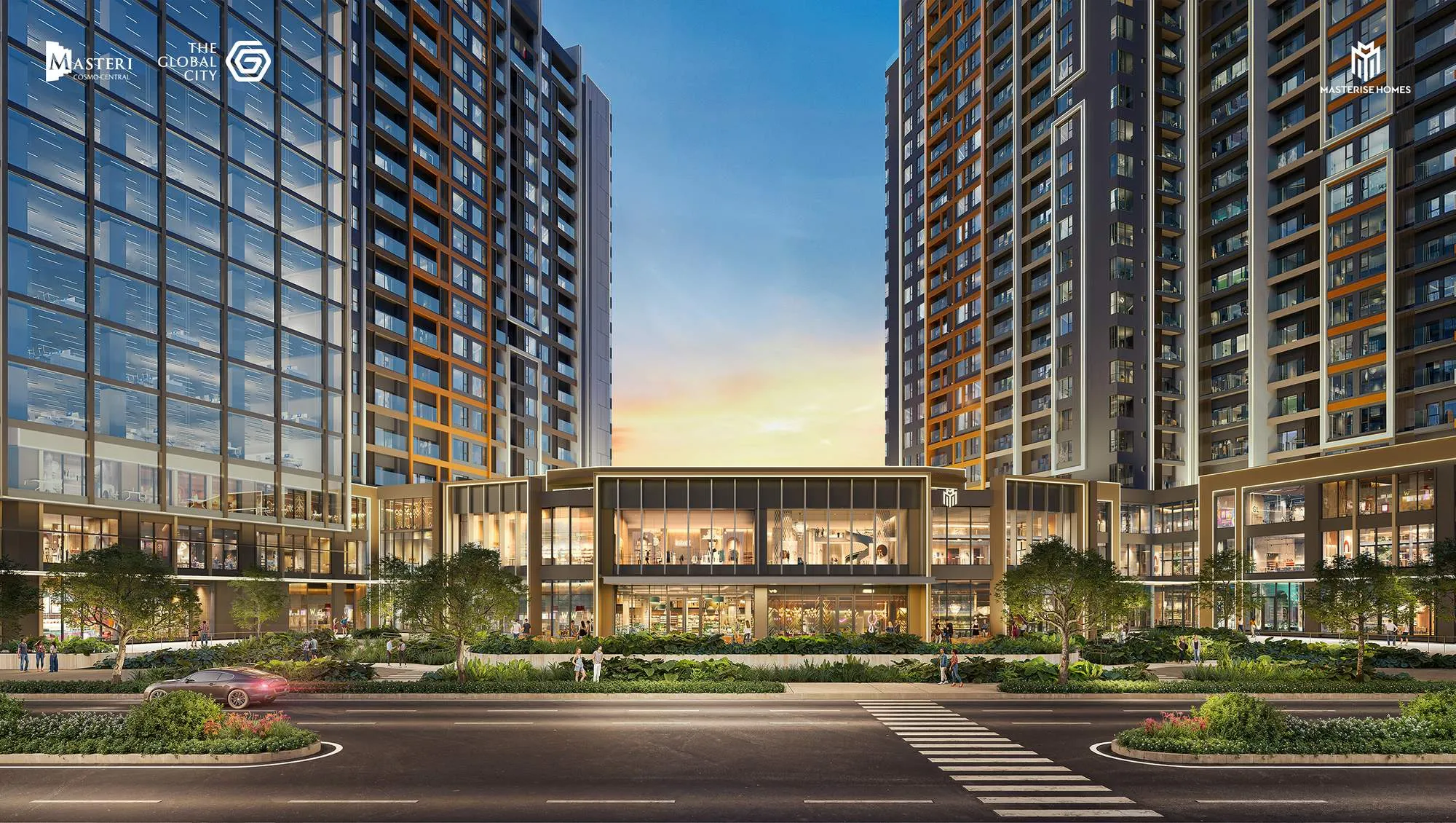 Khối đế phân khu NEXUS khi lên đèn buổi tối