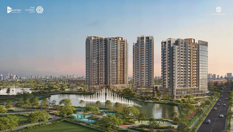 Các tòa tháp bên hồ nhạc nước