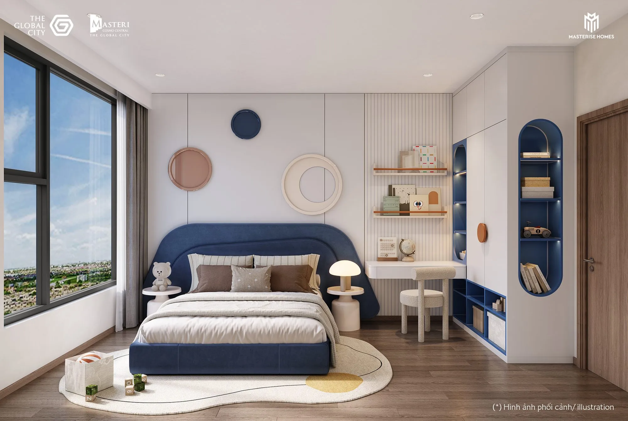 Phối cảnh nội thất phòng ngủ căn hộ Masteri Cosmo Central